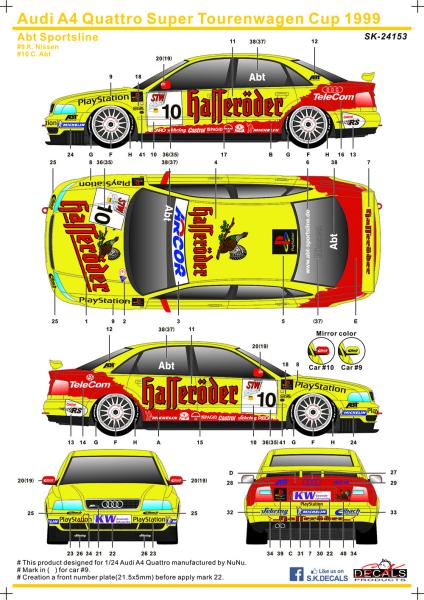 Audi A4 Quattro Super Tourenwagen Cup 1999 Abt Sportsline für NUNU Audi A4 1/24
